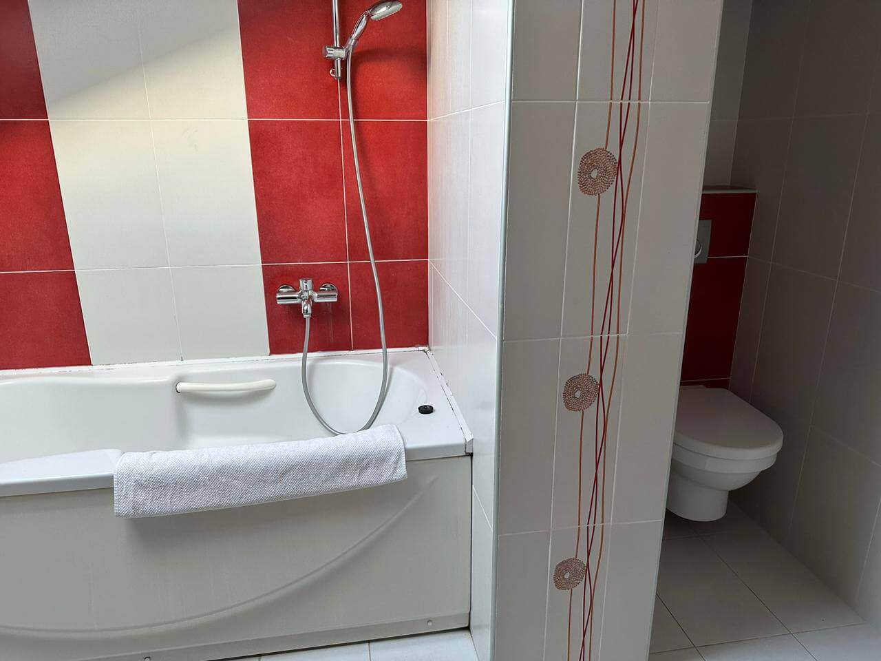 Купить 3-х комнатную квартиру в Будве: туалетная комната, ванная и унитаз